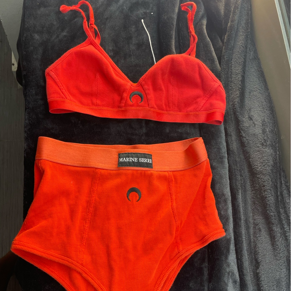 Marine Serre Vibrant Red Bra Set